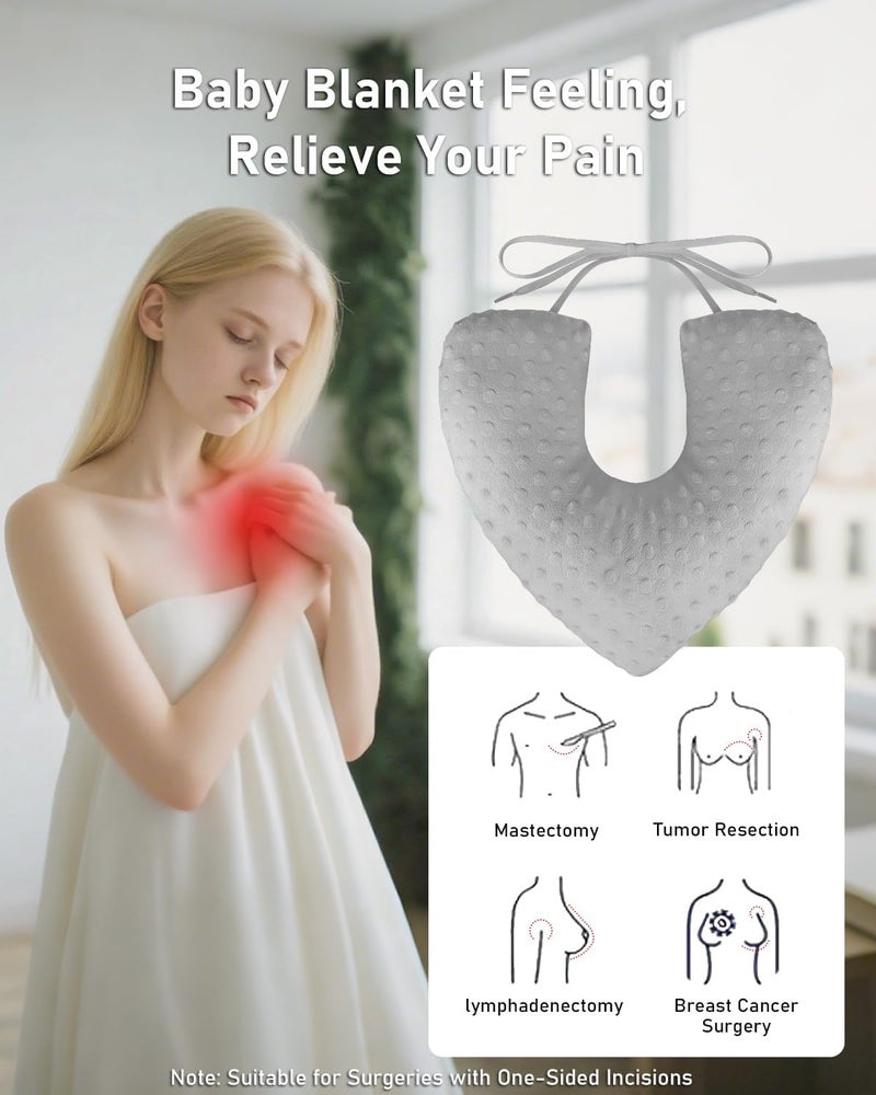 BELINOUS Lumpectomy Pillow, Mastectomy Surgery Breast Pillow, Post Surgery Pillow for Breast Cancer, Mastectomy Recovery Supplies for Sleeping & Arm Support - Breast Cancer Gifts for Woman (Gray) - Image 4